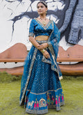 Royal Blue Multi Embroidery Silk Lehenga Choli