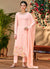 Baby Pink Multi Floral Embroidery Pant Style Suit