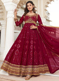 Red Sequence Embroidery Georgette Anarkali Suit