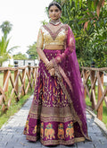 Purple And Cream Multi Embroidery Silk Lehenga Choli