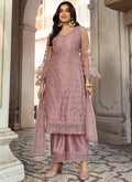 Buy Pakistani Suits - Mauve Purple Embroidery Pakistani Pant Style Suit