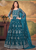 Turquoise Embroidery Traditional Festive Anarkali Suit