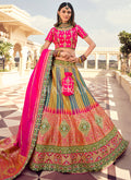 Pink Multi Traditional Embroidered Wedding Lehenga Choli