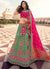 Pink And Green Multi Traditional Embroidered Wedding Lehenga Choli