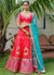 Pink And Blue Multi Embroidery Silk Lehenga Choli