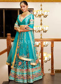 Teal Blue Multi Embroidery Wedding Lehenga Choli