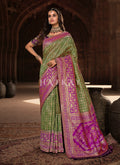 Green And Purple Patola Silk Saree
