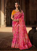 Pink And Orange Patola Silk Saree