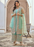 Buy Pakistani Suits - Sea Green Embroidery Pakistani Pant Style Suit