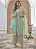 Buy Pakistani Suits - Sea Green Embroidery Pakistani Pant Style Suit