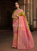 Green And Pink Patola Silk Saree