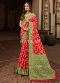Red And Green Patola Silk Saree