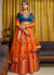 Orange And Blue Multi Embroidery Wedding Lehenga Choli
