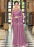 Purple Sequence Embroidery Designer Silk Saree