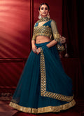 Blue Golden Embroidered Designer Lehenga Choli With Dupatta