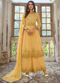 Yellow Multi Embroidery Traditional Georgette Palazzo Suit