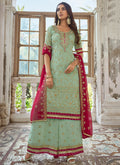 Green Embroidery Traditional Georgette Palazzo Suit