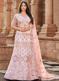 Pink Zari And Mirror Embroidered Lehenga Choli