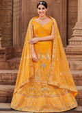 Yellow Zari And Mirror Embroidered Lehenga Choli