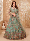 Sage Green Multi Embroidered Designer Weddinng Lehenga Choli 