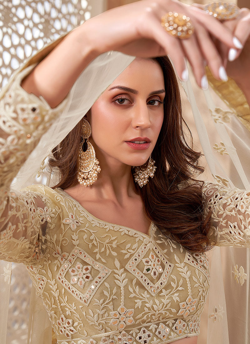 Off White Designer Weddinng Lehenga Choli In UK
