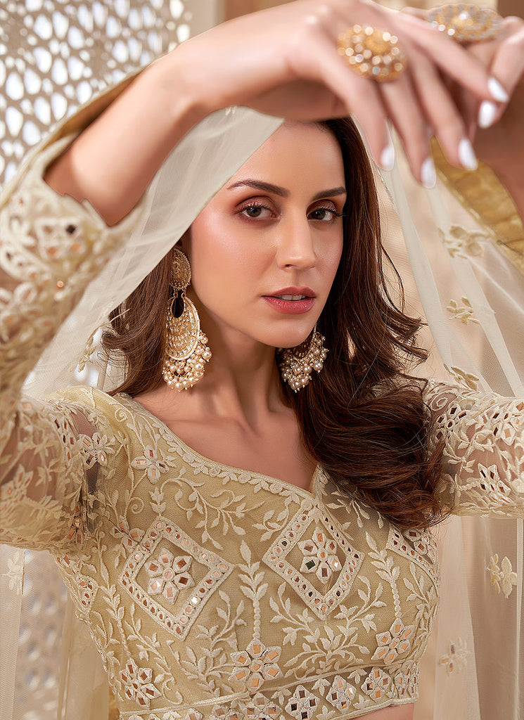 Off White Designer Weddinng Lehenga Choli In UK
