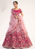 Hot Pink Floral Embroidered Soft Net Wedding Lehenga Choli