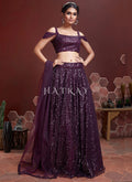 Purple Sequence Embroidered Traditional Wedding Lehenga Choli