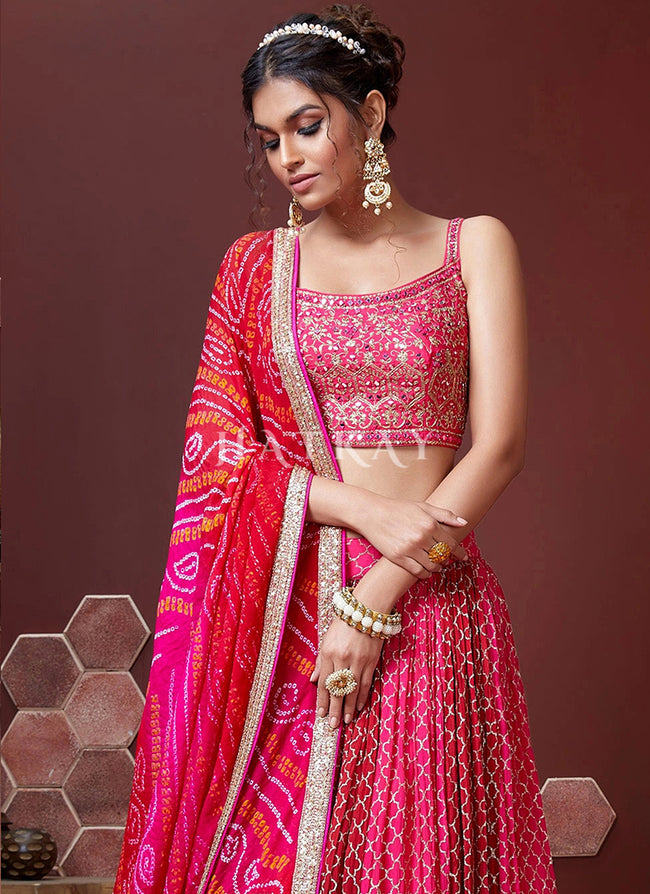 Rose Gold Embroidered Bridal Lehenga