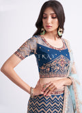 Buy Lehenga Choli - Persian Blue Heavy Embroidered Designer Wedding Lehenga Choli