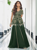 Buy Lehenga Kurti - Dark Green Embroidered Traditional Lehenga Kurti Suit