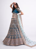 Buy Designer Lehenga - Turquoise Blue Heavy Embroidered Designer Wedding Lehenga Choli