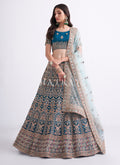 Turquoise Blue Heavy Embroidered Designer Wedding Lehenga Choli