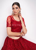 Buy Lehenga Choli - Bridal Red Sequence Embroidered Wedding Lehenga Choli Shop Bridal Lehenga In USA, UK, Canada, Germany, Mauritius, Singapore With Free Shipping Worldwide.