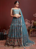 Turquoise Embroidered Traditional Wedding Lehenga Choli