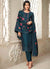 Turquoise Floral Embroidery Traditional Salwar Kameez