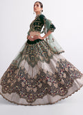 Buy Designer Lehengas - Green Ombré Zarkan Embroidery Wedding Lehenga Choli At Hatkay