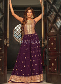 Buy Jumpsuit - Purple Traditional Embroidered Flared Jumpsuit