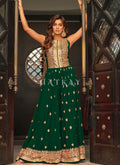 Buy Jumpsuit - Dark Green Traditional Embroidered Flared Jumpsuit