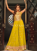 Buy Jumpsuit - Neon Yellow Traditional Embroidered Flared Jumpsuit