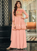 Indian Dresses | Peach Embroidered Gharara Suit