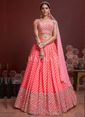 Peach Embroidered Traditional Wedding Lehenga Choli