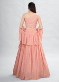 Peach Embroidery Festive Lehenga Choli
