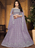 Light Purple Mirror Work Net Lehenga Choli