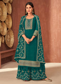 Rama Green Traditional Embroidered Partywear Palazzo Suit