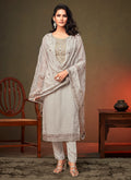 Grey Swaroski Embroidered Indian Pant Suit