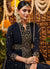 Navy Blue Crystal Embroidered Slit Style Palazzo Suit