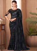 Black Sequence Embroidery Traditional Wedding Saree