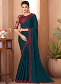 Dark Green Sequence Embroidery Traditional Wedding Saree
