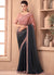 Pinkish Black Sequence Embroidery Traditional Wedding Saree